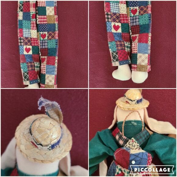 Handcrafted Large Floppy Country Calico Bunny Rabbit Patchwork Country Bunny - Picture 10 of 10